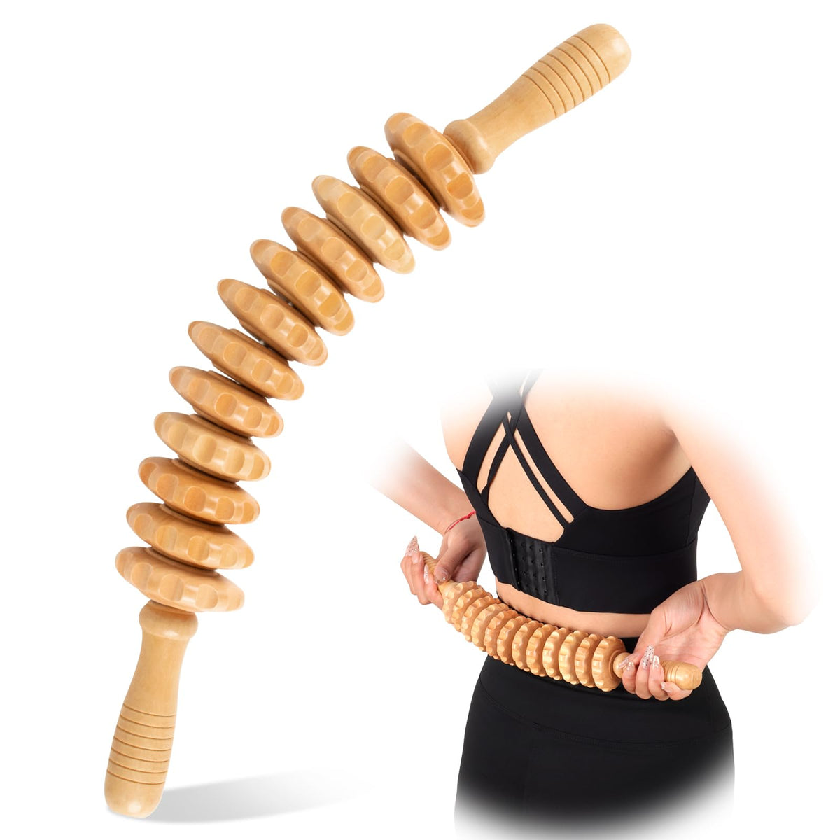 wooden massage roller